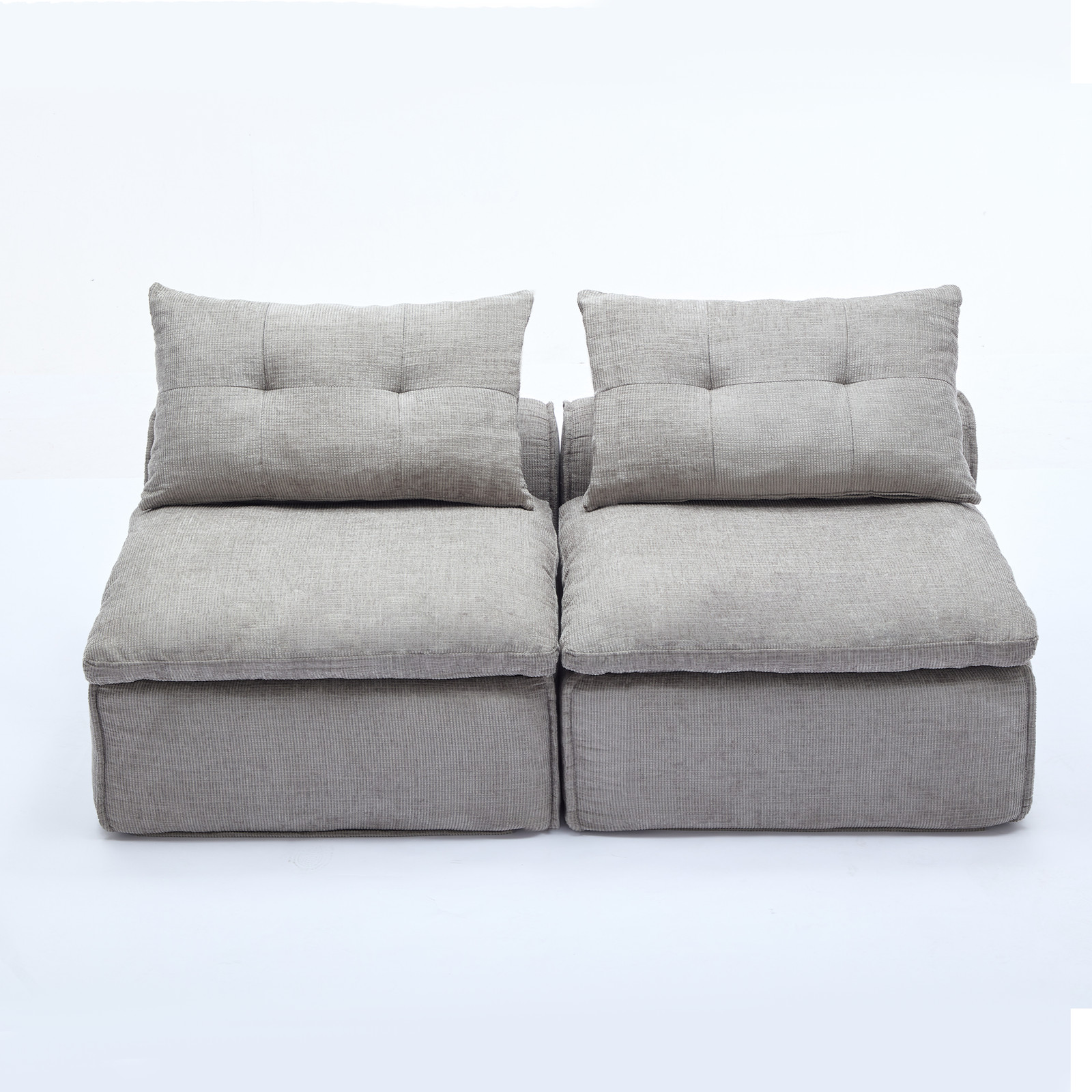 2-Seat Loveseat Sofa Chenille Neck Lumbar Pillow-Back Lounge Upholsted Couch 66″