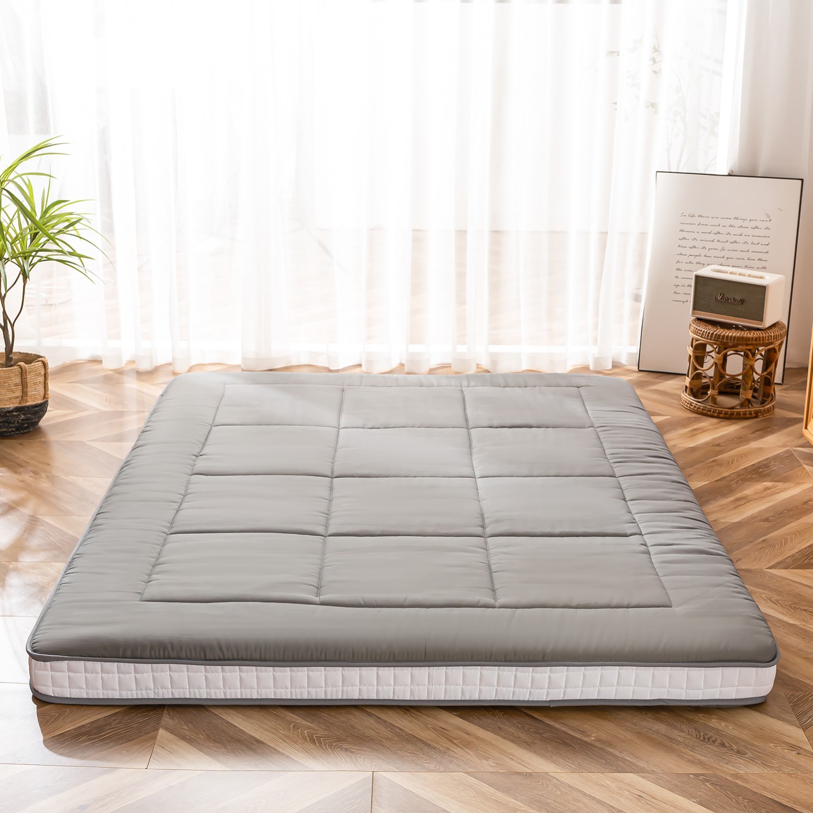 MAXYOYO Padded Japanese Floor Mattress Quilted Bed Mattress Topper