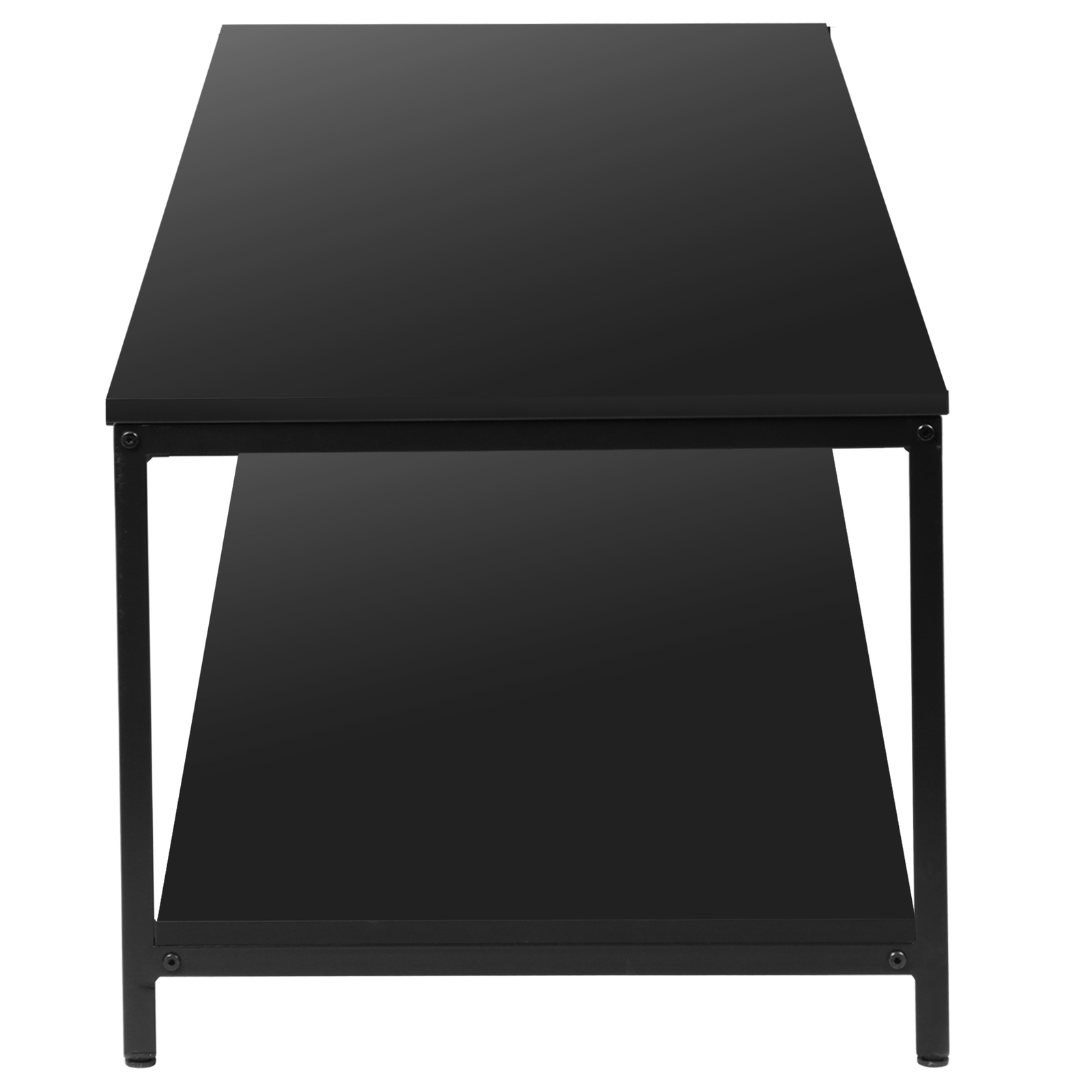 Black Wood Coffee Table Rectangular Coffee Table with Storage Shelf Durable 39″