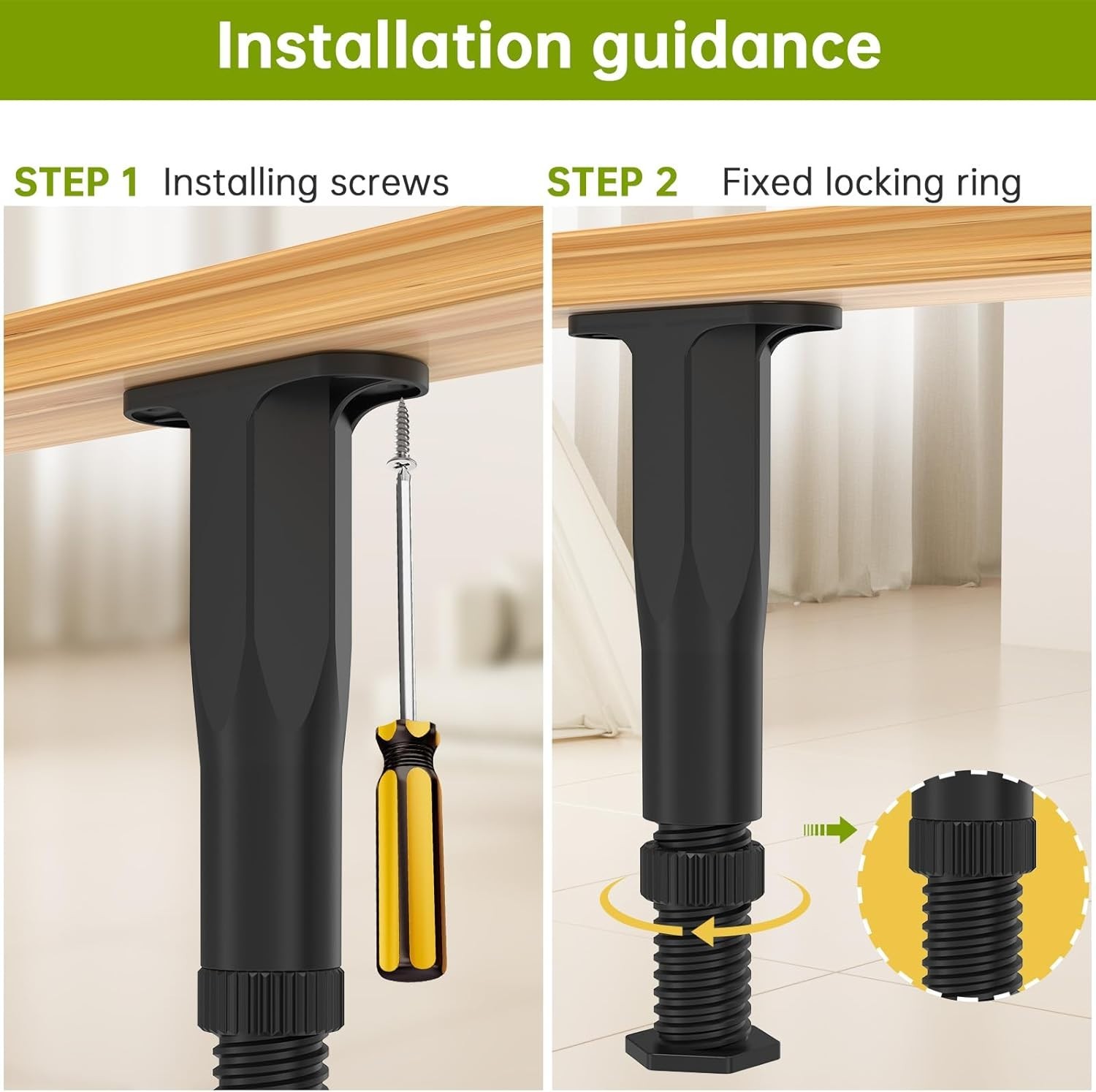 Heavy-Duty Adjustable Bed Support Legs for King/Queen Size – Set of 4