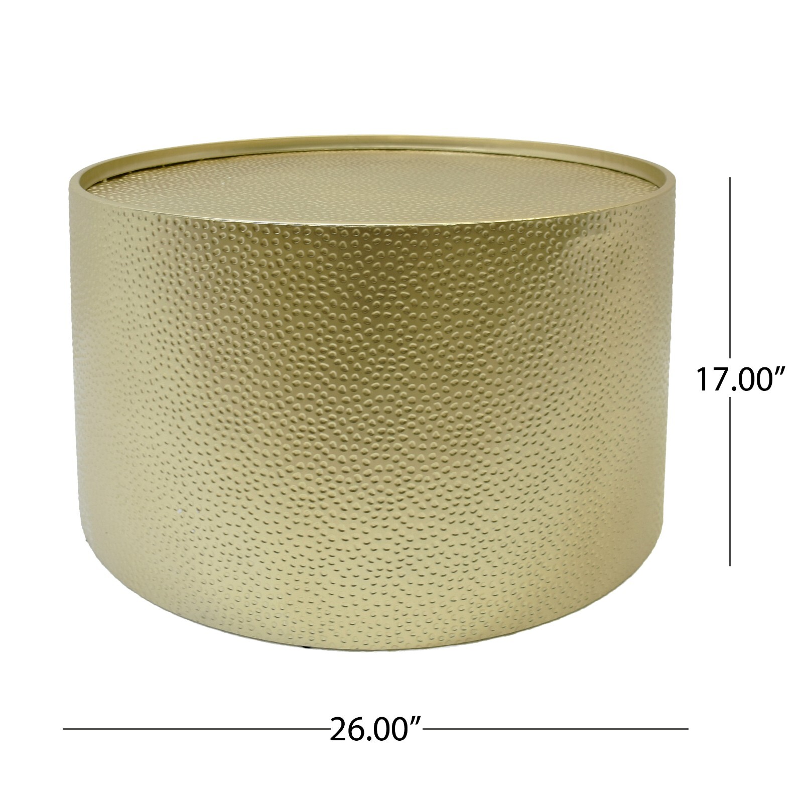 Rache Modern Round Coffee Table with Hammered Iron