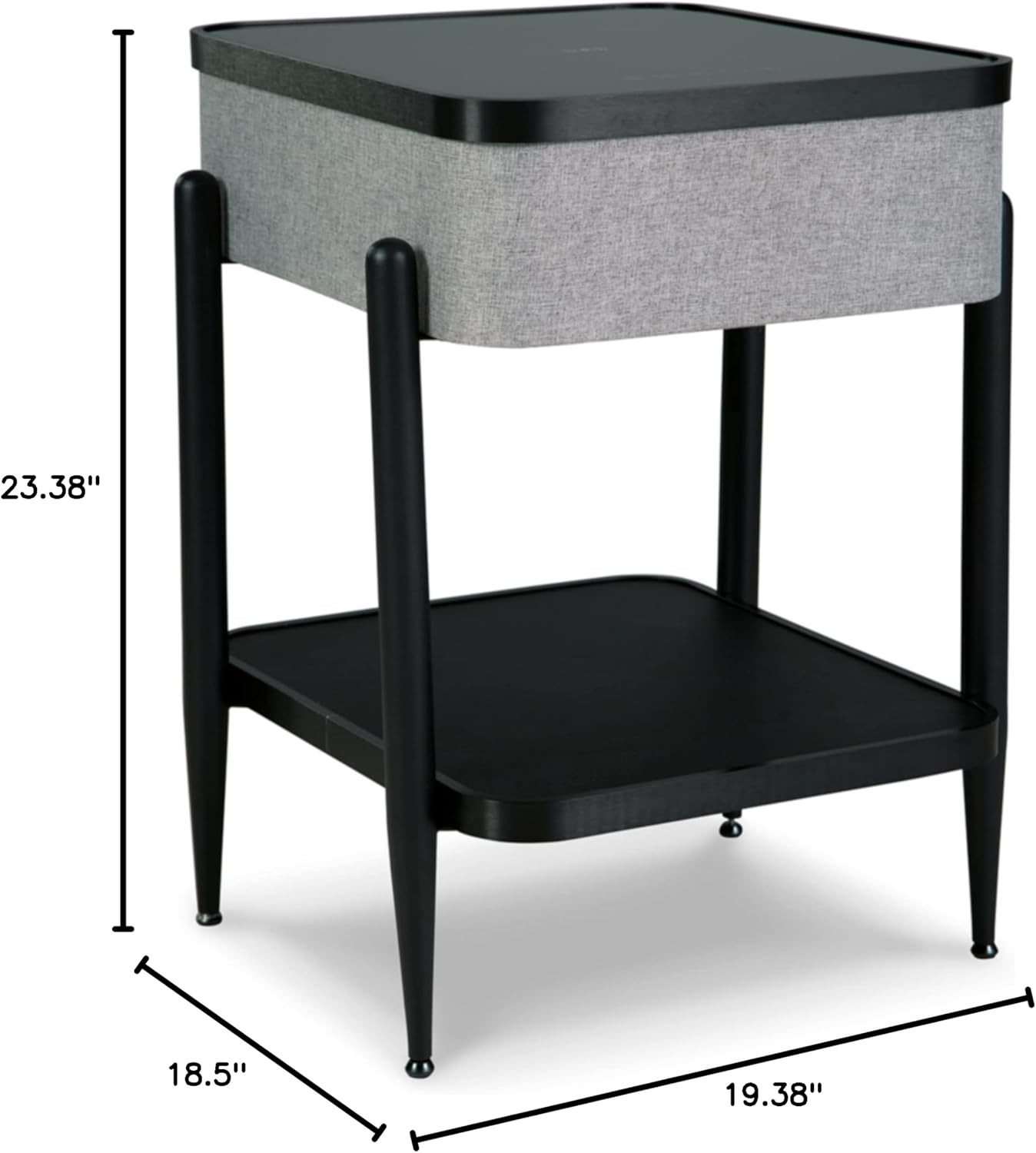 Modern Black & Gray Rectangular Accent Table with Storage Solution