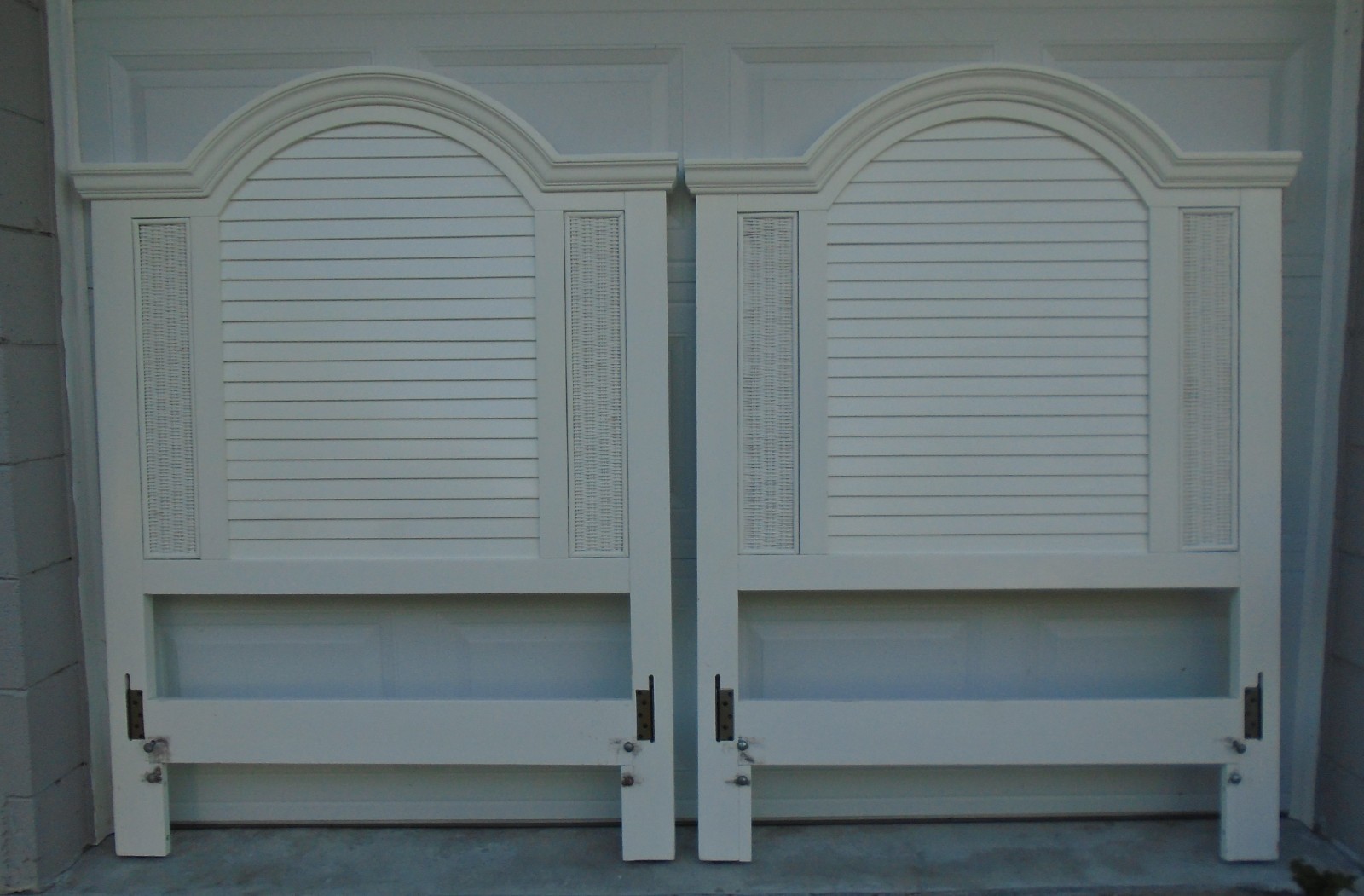 Pair Shutter Twin Size Headboards Louver Coastal Wicker 2 Beach West Indies Boho
