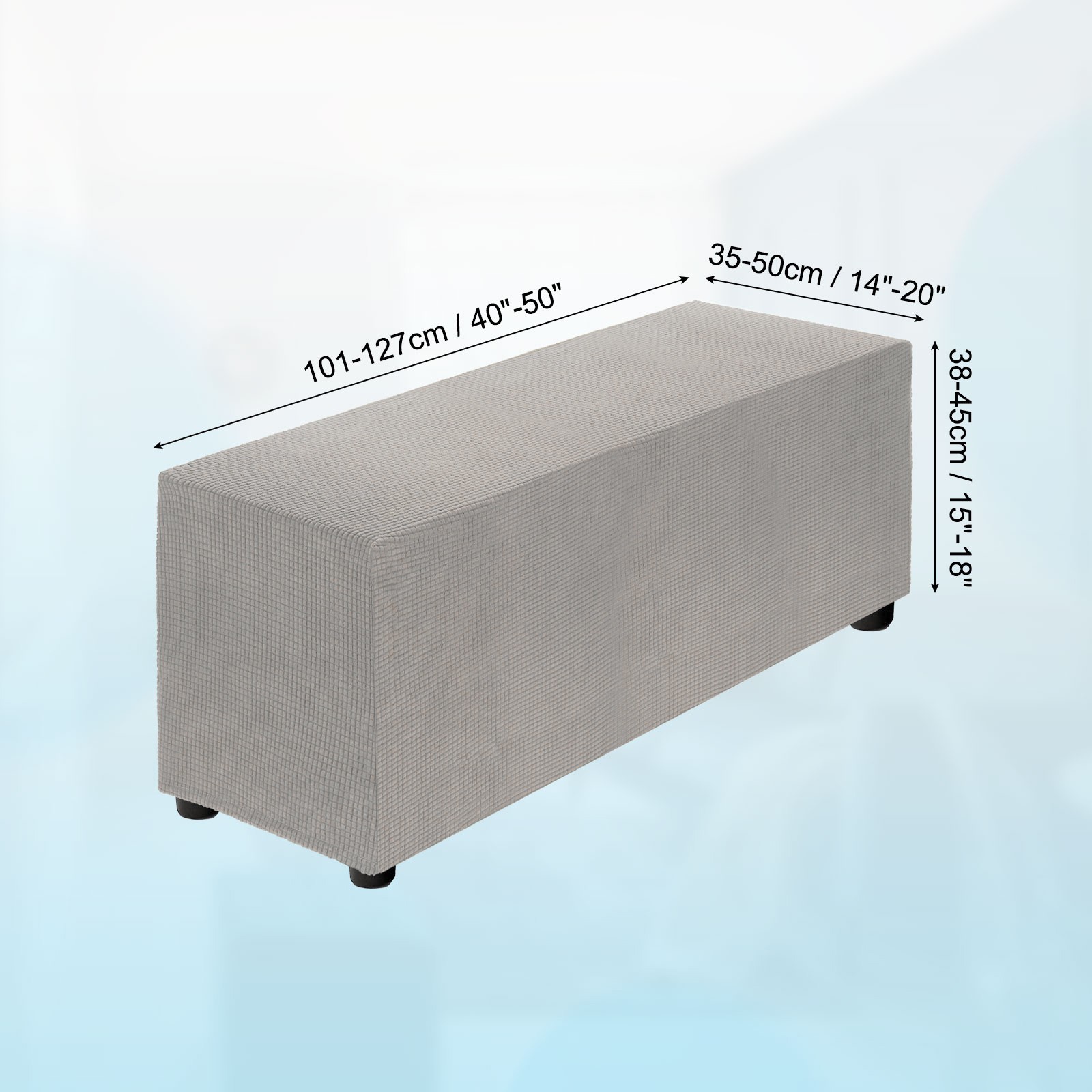 Stretch Cover Rectangular Fit Length 40″-50″ Large Taupe