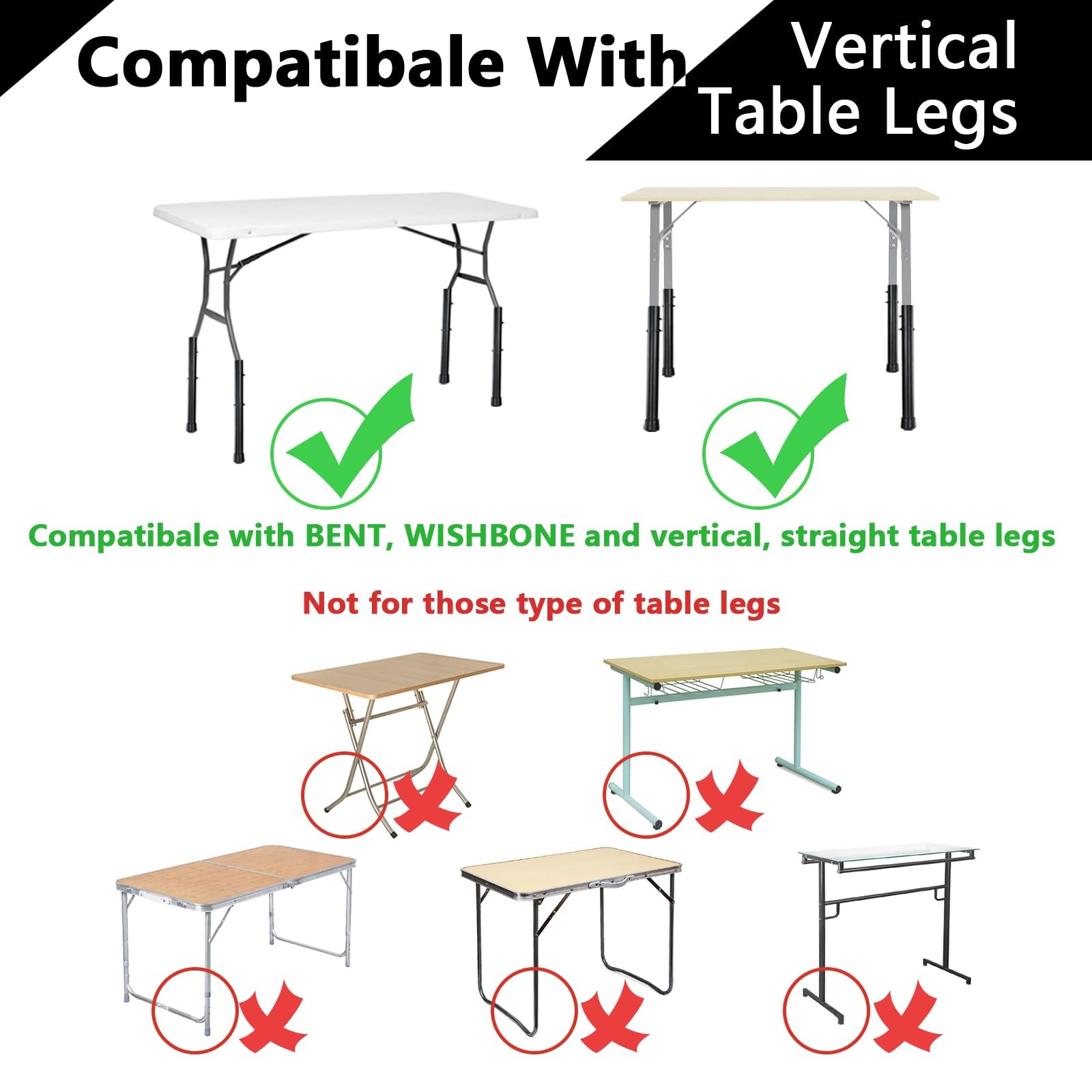 4 Packs Table Leg Extenders, Adjustable Table Leg Risers, Black Heavy Duty Steel