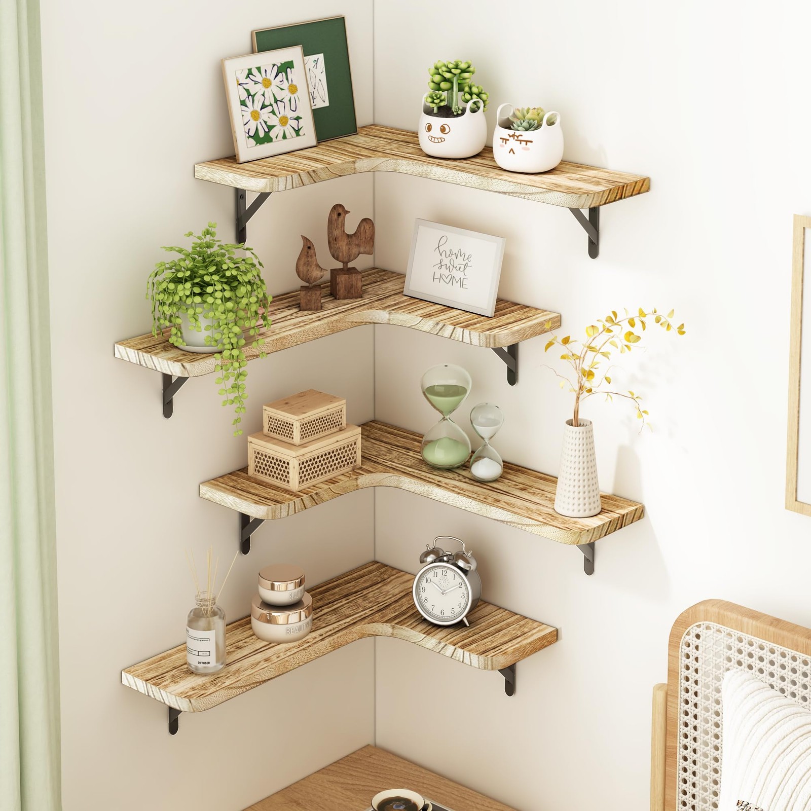 Fixwal Floating Shelves for Wall Set 16.1×11.4×5.5 inches, 1-carbonized Black