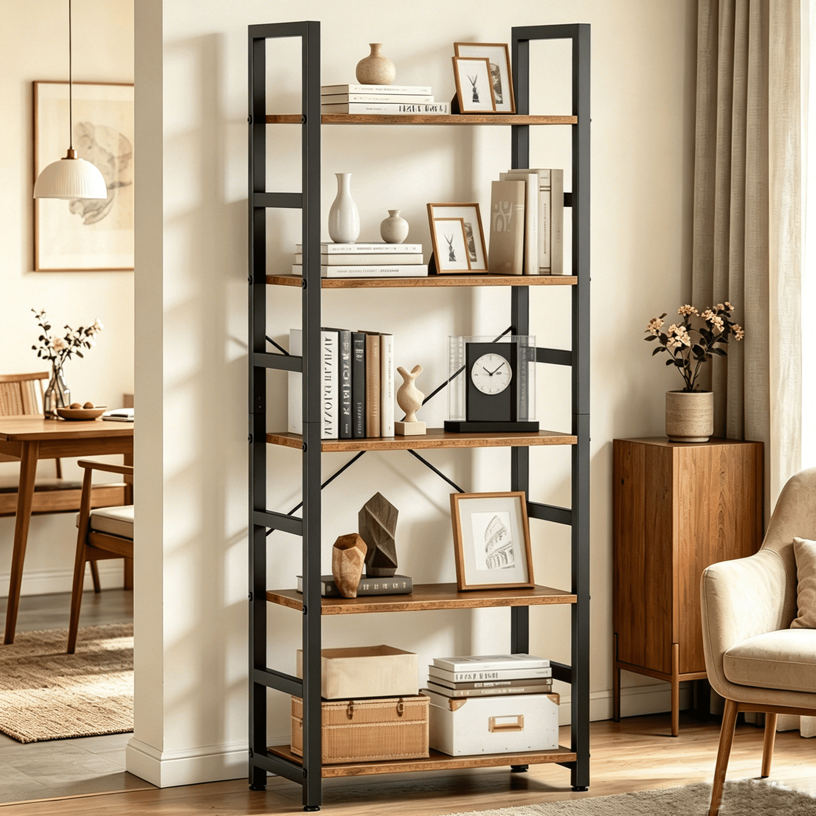 CONCETTA 5 Tier Bookshelf, Modern Bookcase Storage Organizer for Home Office
