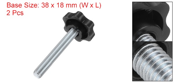 2Pcs 3/8″-16 Star Knobs 2.6″ Stud Plastic Male Thread Clamping Hand Knob