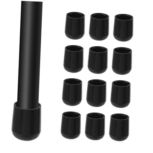 12pcs Black Folding Chair Leg Caps Plastic Chair End Caps Furniture Leg 3/4″