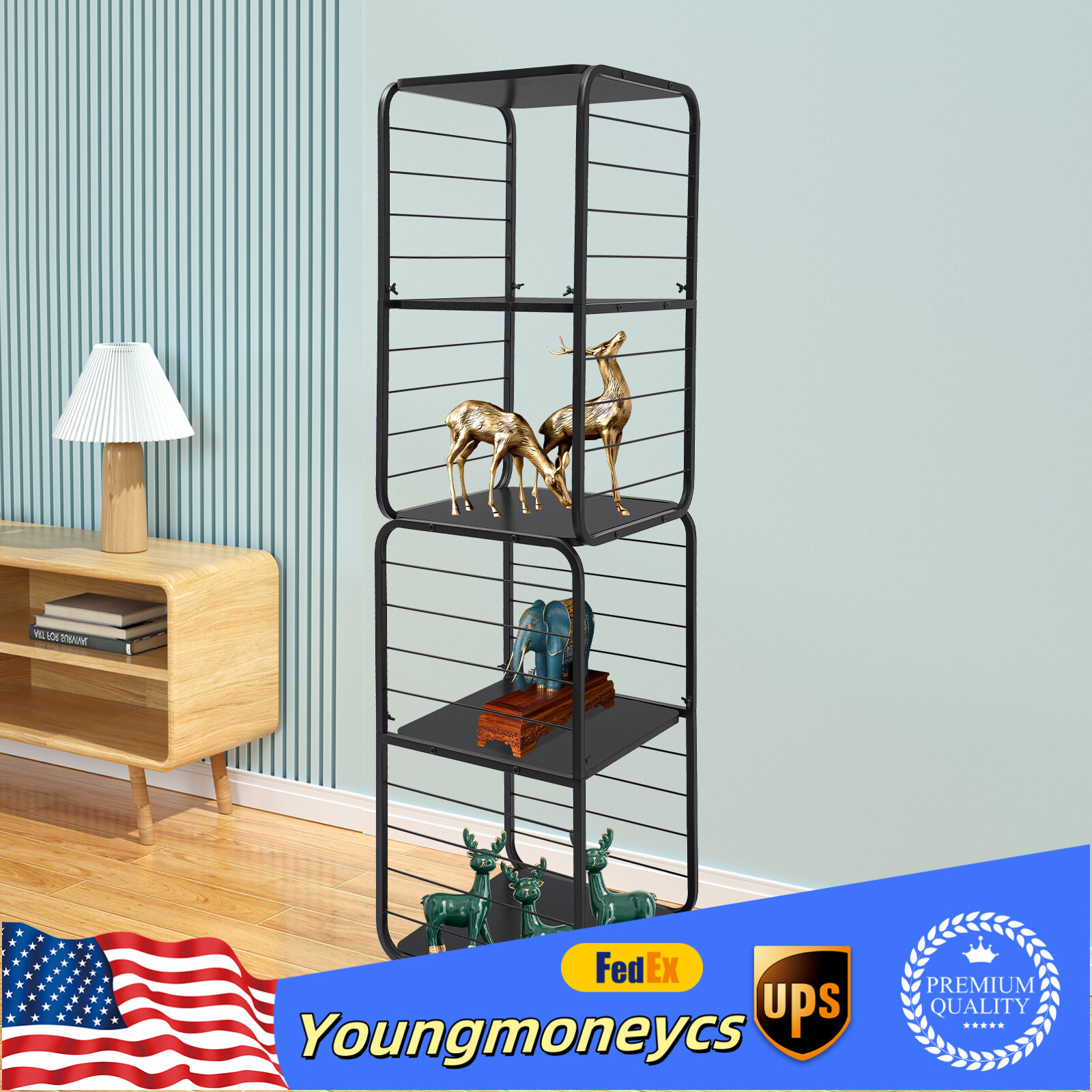4-Tier Bookshelf 360° Rotating Bookshelf Bookshelf for Bedroom Living Room