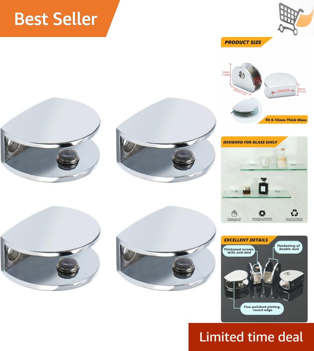 Glass Shelf Brackets Zinc Alloy Heavy Duty Adjustable Wall Mount Chrome Pack …