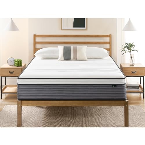 ZINUS 12″ TRUE SUPPORT HYBRID MATTRESS KING MATTRESS IN A BOX WHITE/GRAY