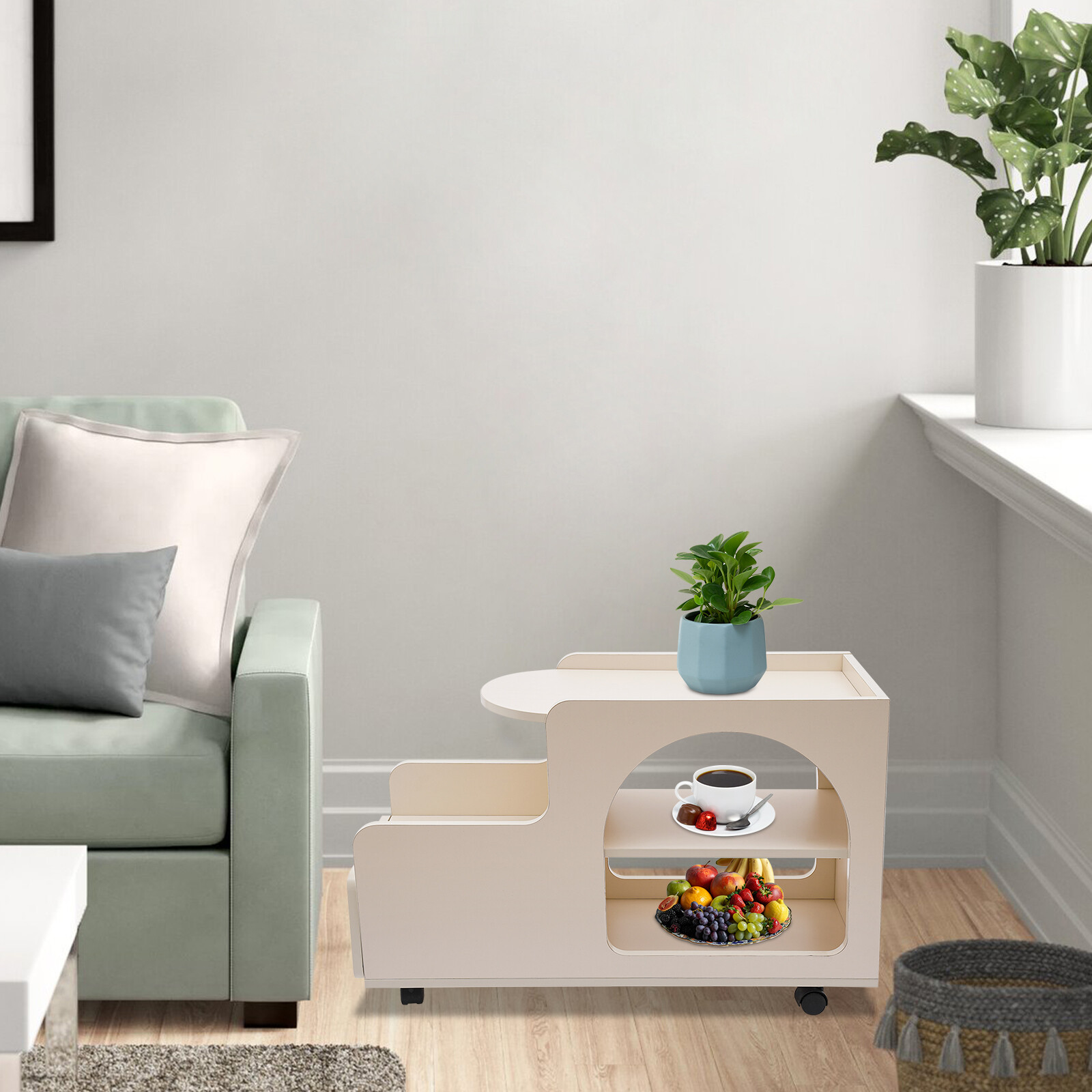 32.3″ 3 Layer Sofa Side End Table for Living Room, Small Accent Coffee Tea Table