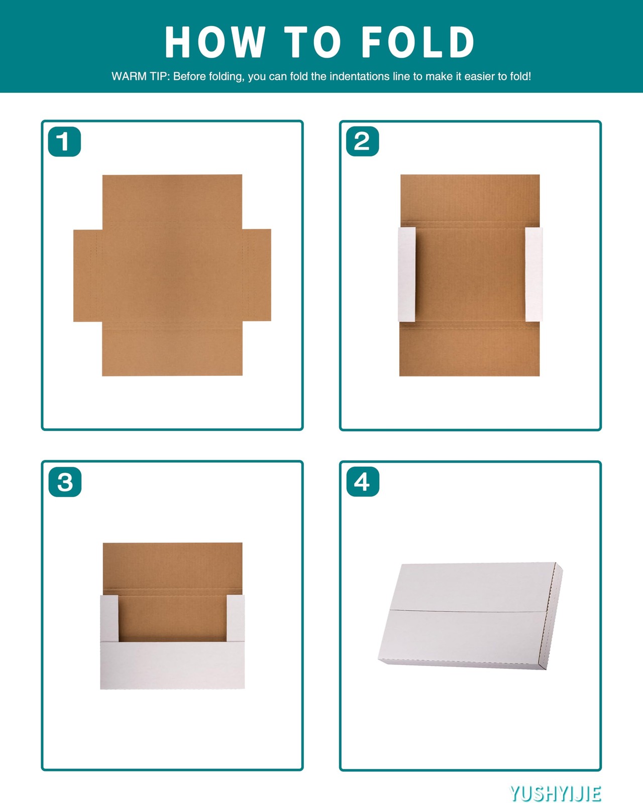 Yushyijie 50 Pack 9X6X1.3 Inch Small Boxes Multi-Depth Flat Corrugated