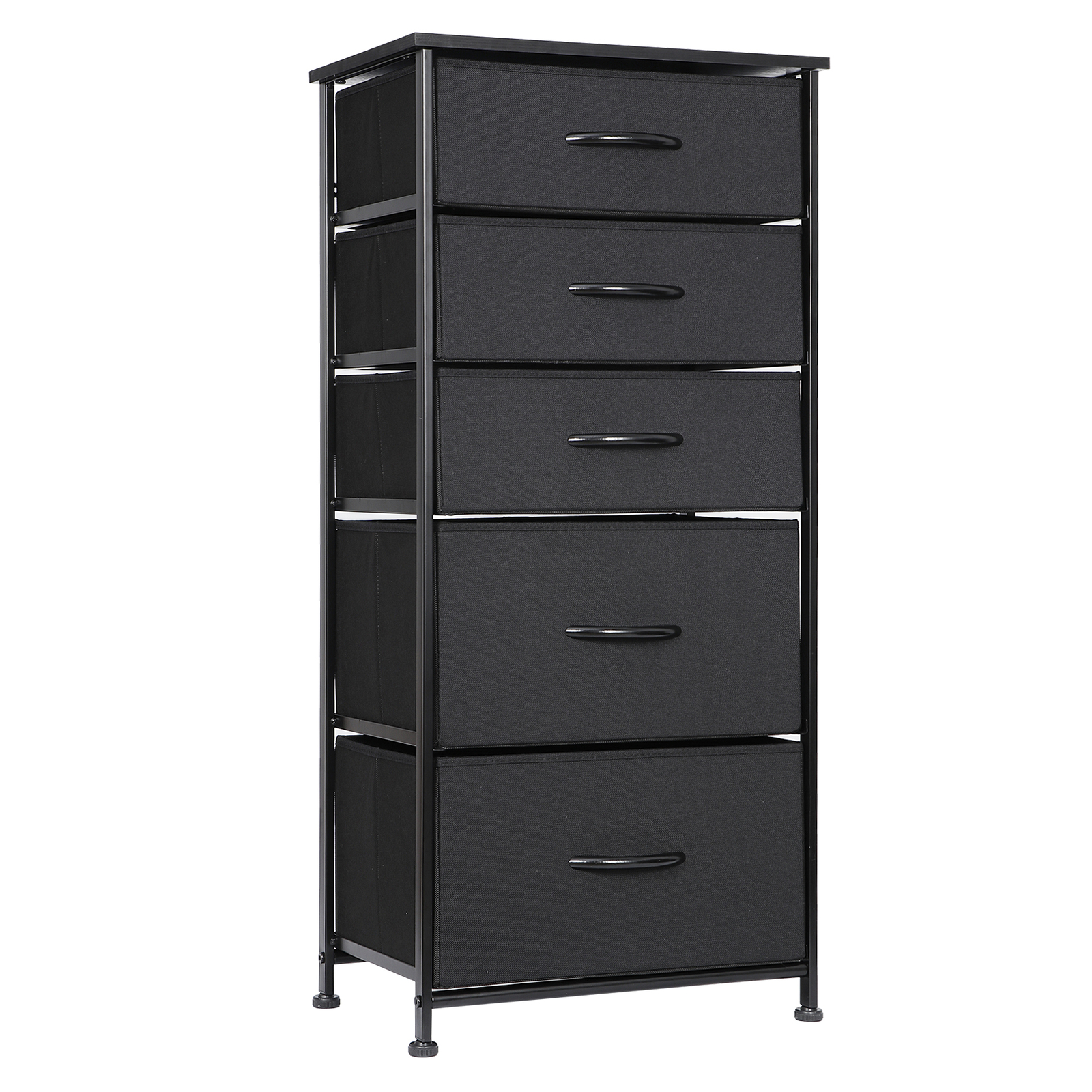 Fabric Dresser Storage with 5 Drawers Sturdy Metal Frame, Wood Top for Bedroom