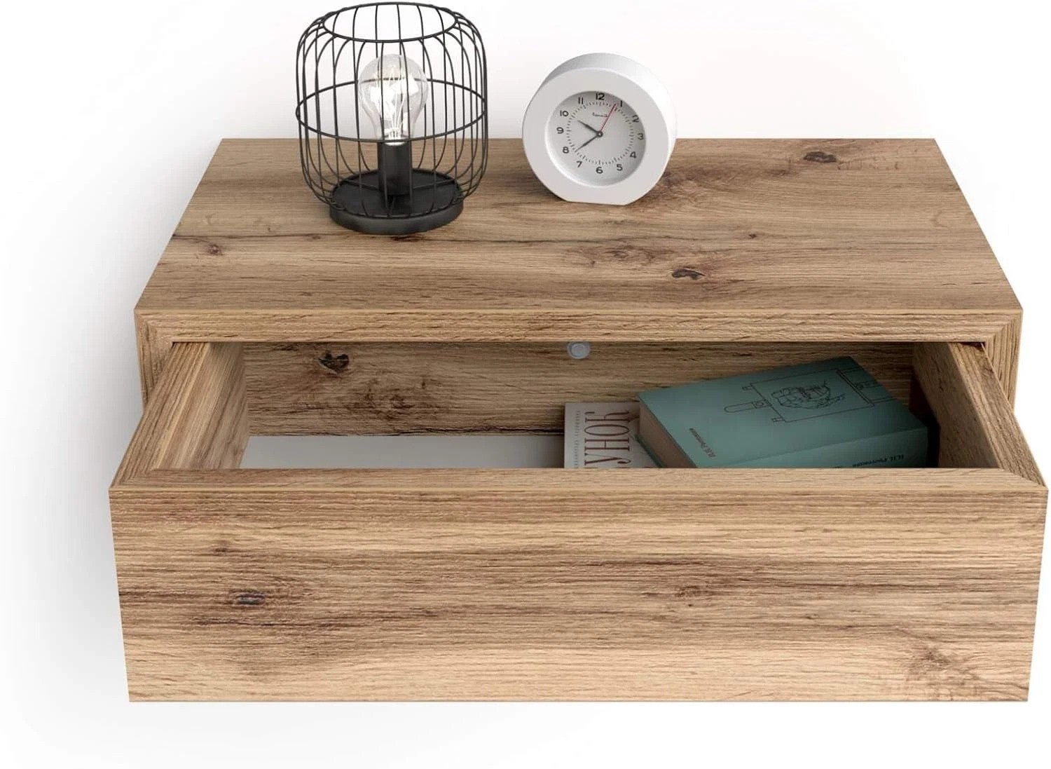 Stylish Rustic Oak Floating Nightstand – Fully Assembled Modern Design at 17.7″