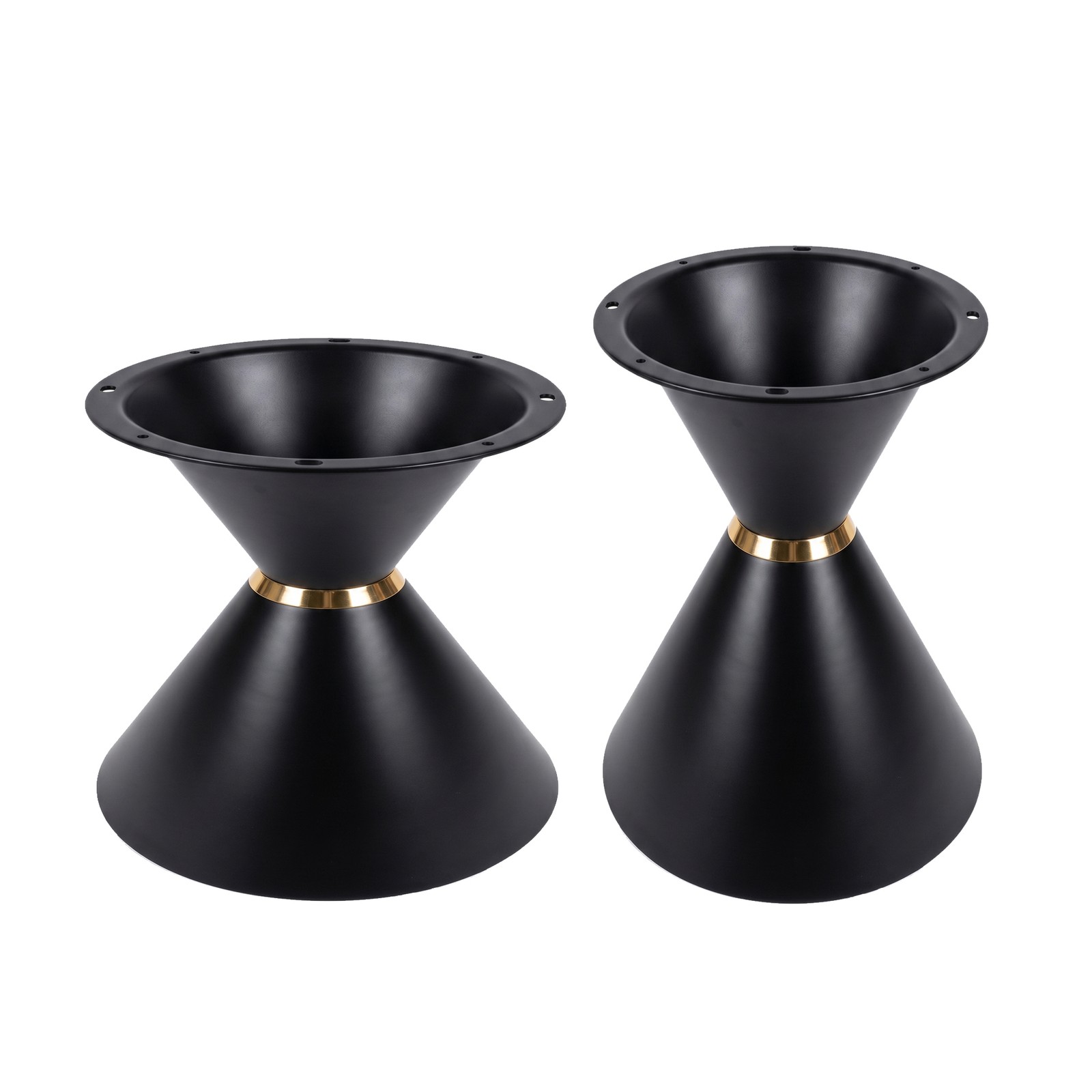 Metal Hourglass Coffee Table Base Set of 2, 16″ & 19.6″ Tall, Matte Black