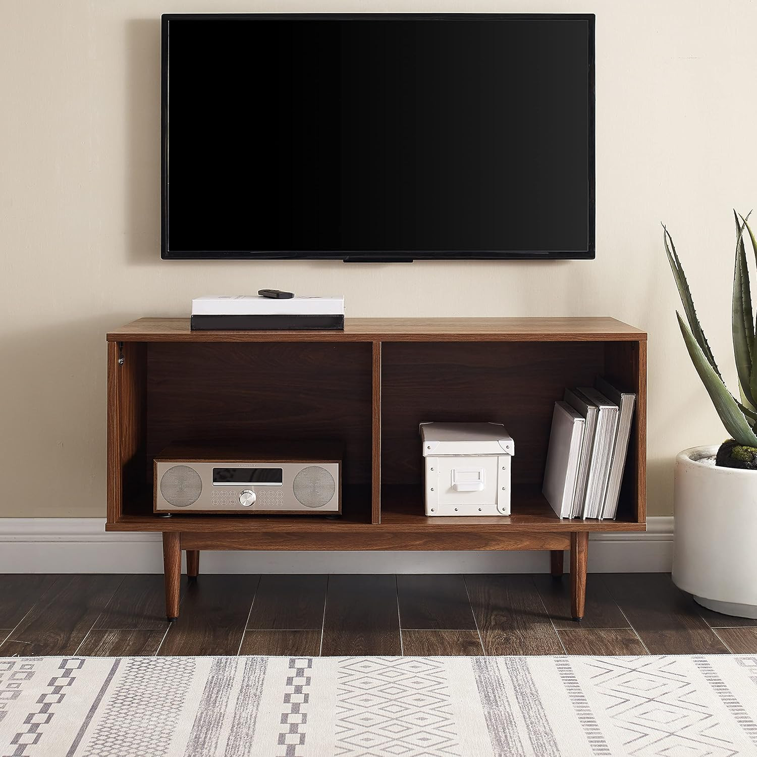 Liam Medium Vinyl Record Storage TV Stand and Entertainment Center, Media Consol