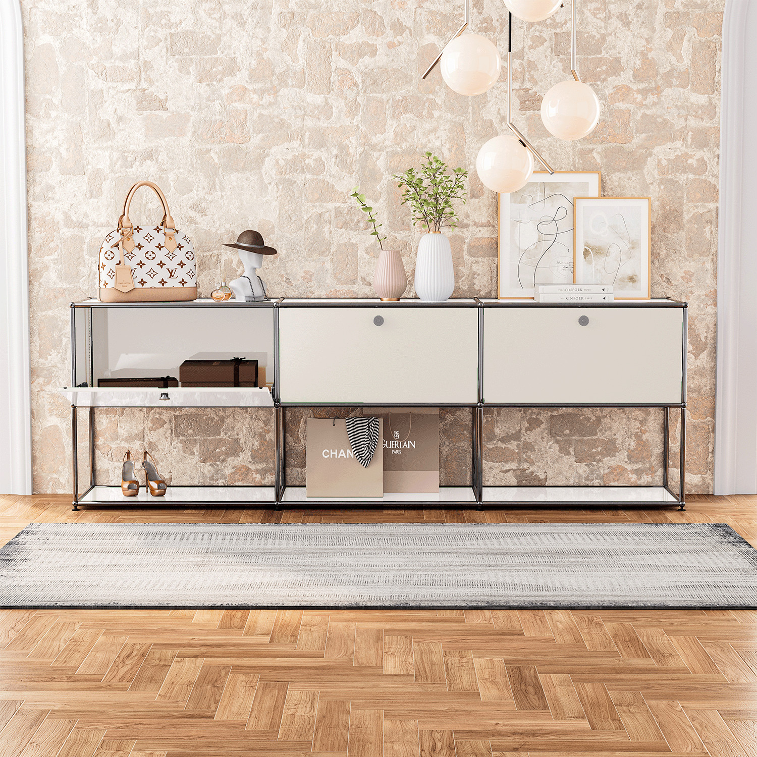 New USM Haller Style Modern Storage Cabinet Metal Storage Shelf Living Room