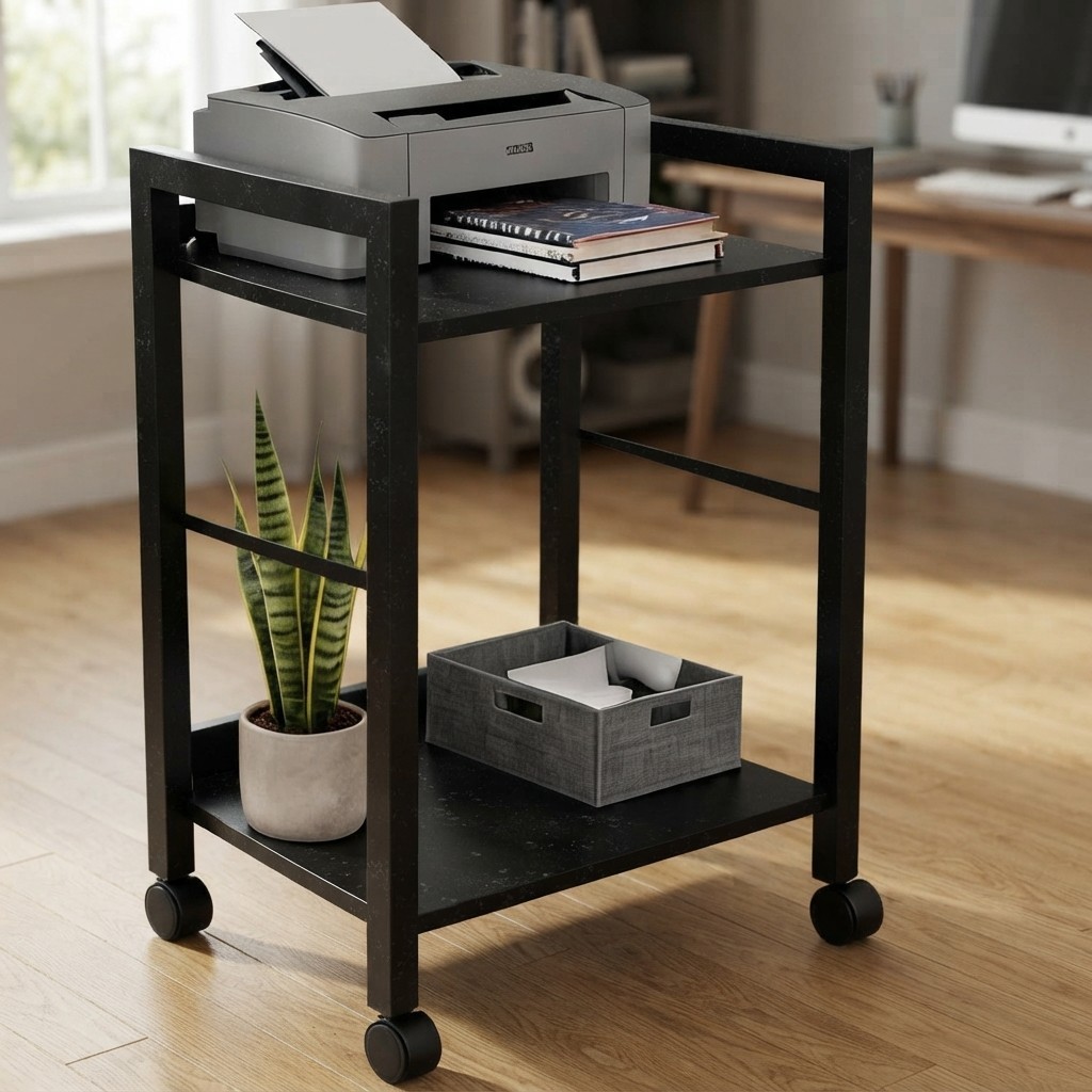 Stylish 2-Tier Printer Stand with Wheels – Space-Saving Solution for Any Room