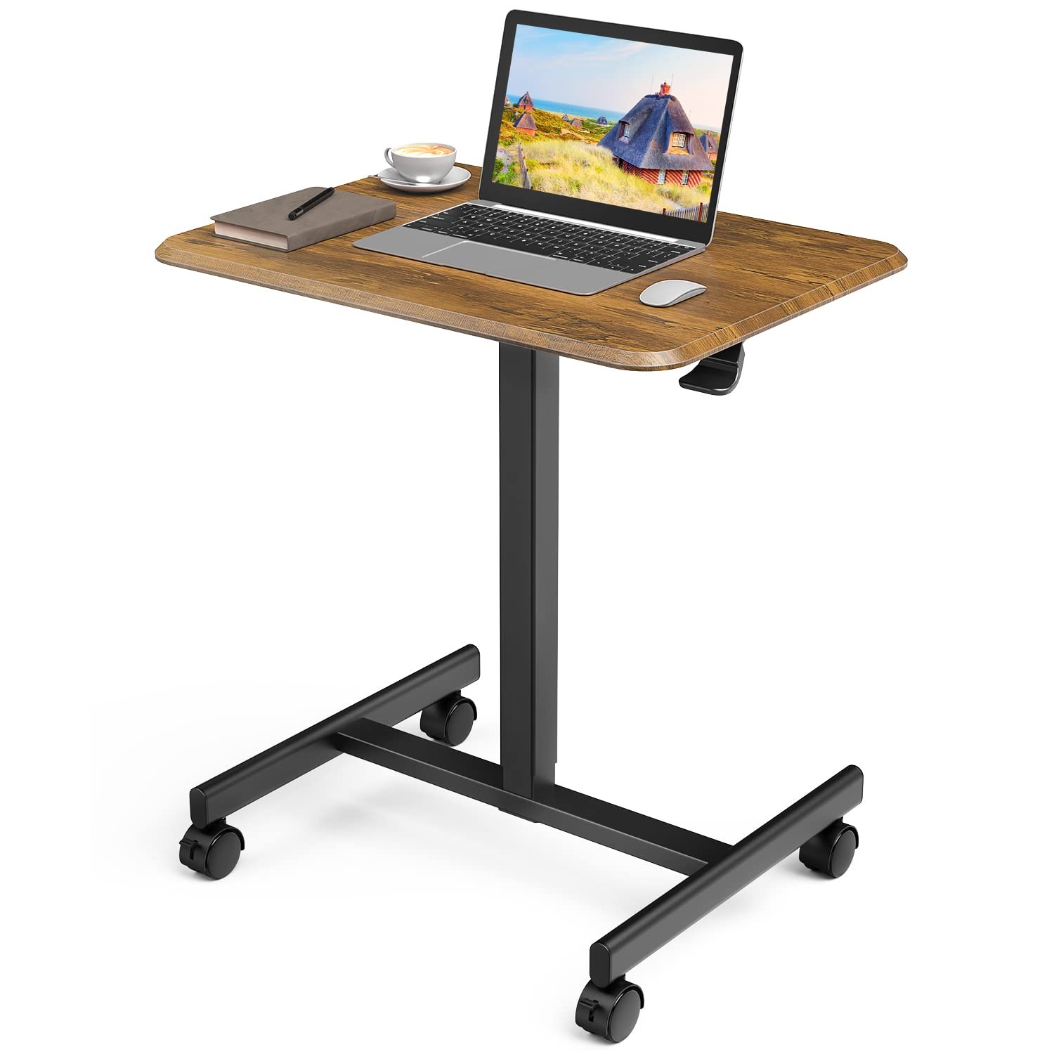SMUG Mobile Rolling Laptop Cart Pneumatic Adjustable Height – Rust
