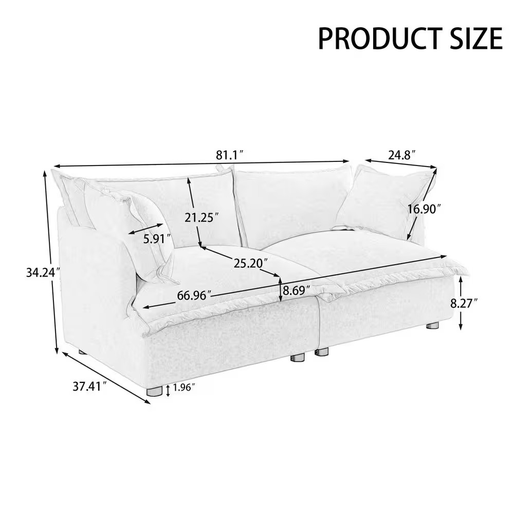81.1 In. Chenille Upholstered 2-Seats Loveseat in Dark Gray