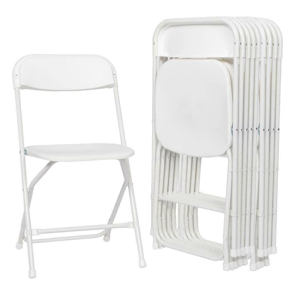 MOTOOS 40pcs Injection Molding Classic Garden Plastic Folding Chair White