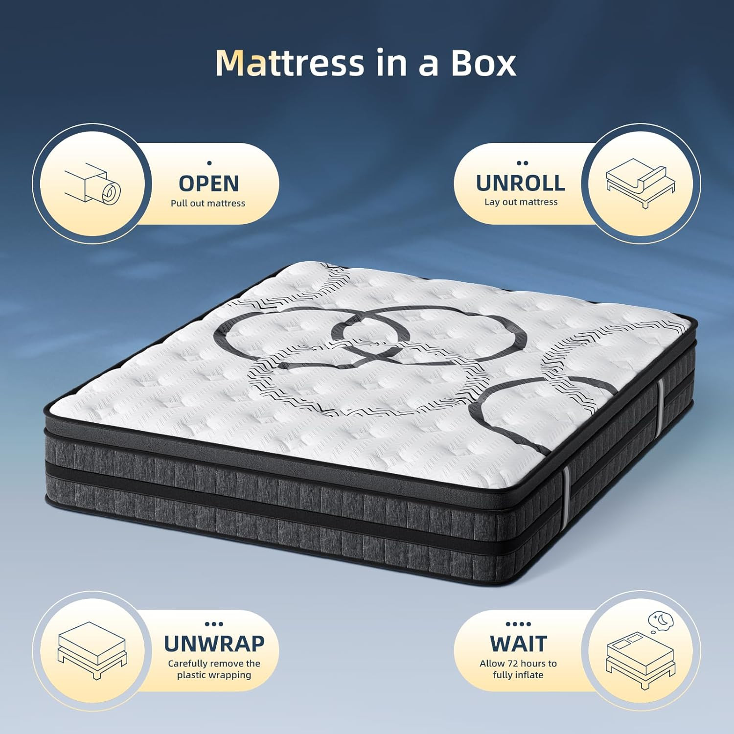 King Size Mattress, 12 Inch Hybrid King Mattress in a Box, Medium Firm, Memory F