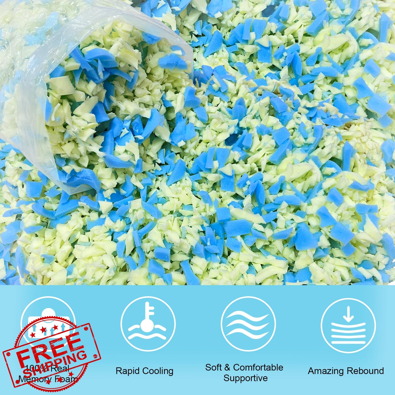 KOURILAND 55LB Blue Yellow Memory Foam Bean Bag Filler