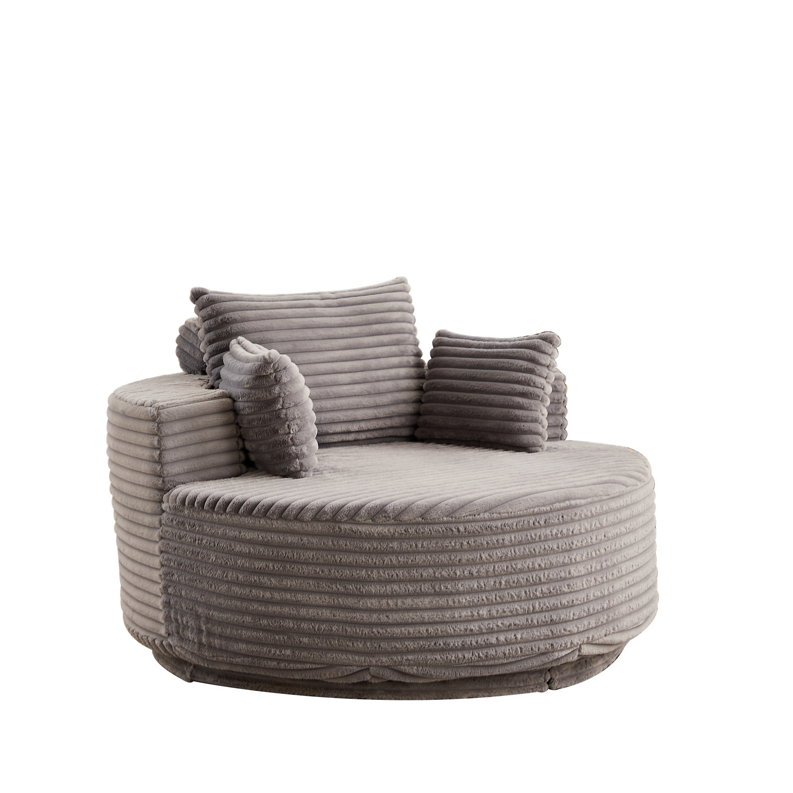 55”L Polyester Foam Single Chair,Fluffy Modern Sleeper 360 Degree Swivel Chair