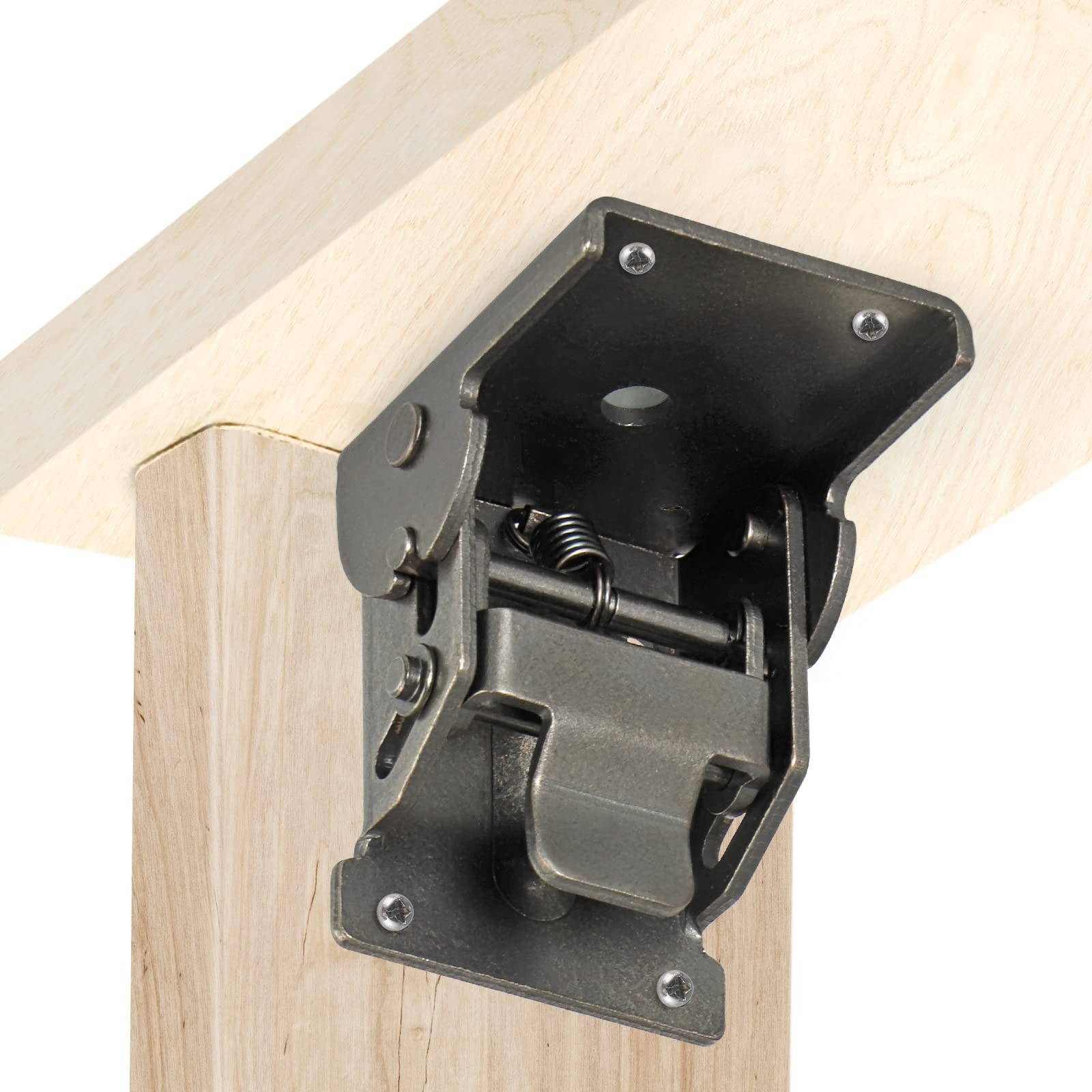 4 PCS Folding Brackets Heavy Duty 90 Degree SelfLock Hinges For Table Gunblack