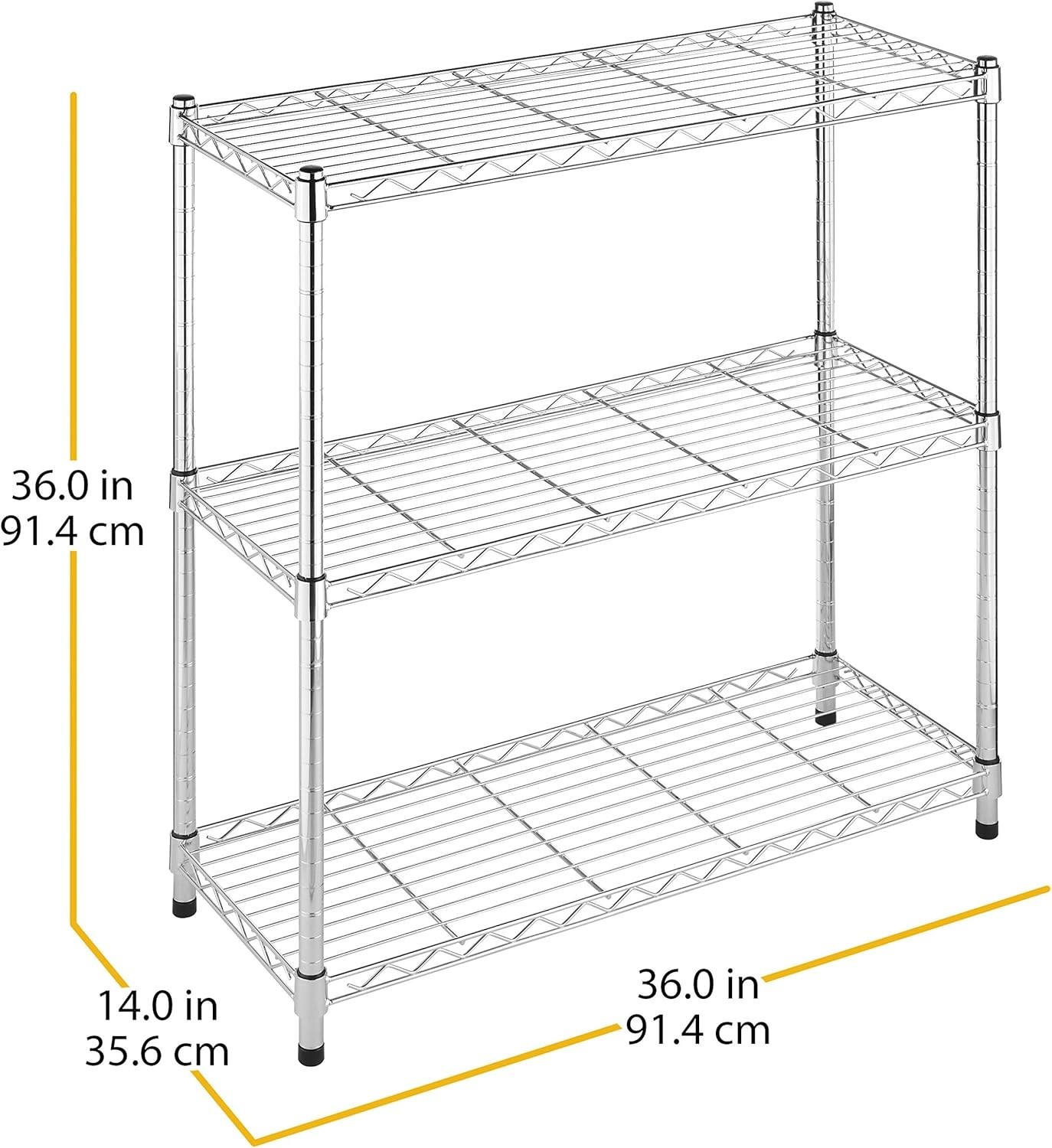 Adjustable Chrome Metal Storage Shelves – 400 lbs Each Tier, Space Saving Design
