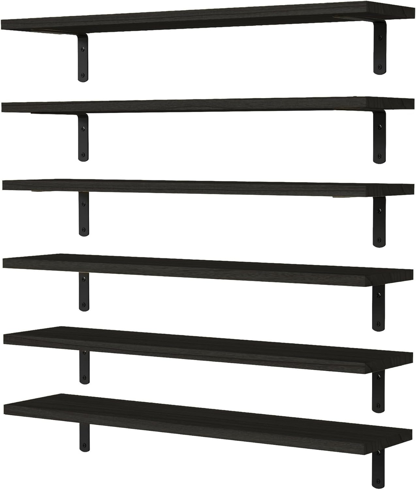 Floating Shelves Set of 6, 24 Inch Long Wall Storage Rustic Wood for Bedroom