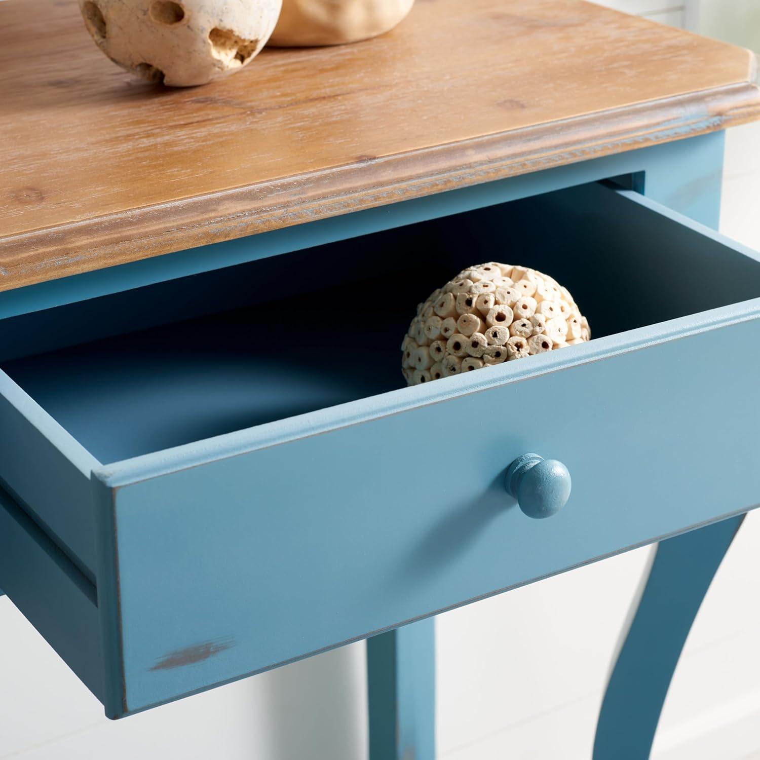 Stylish Blue and Oak Console Table for Home Decor