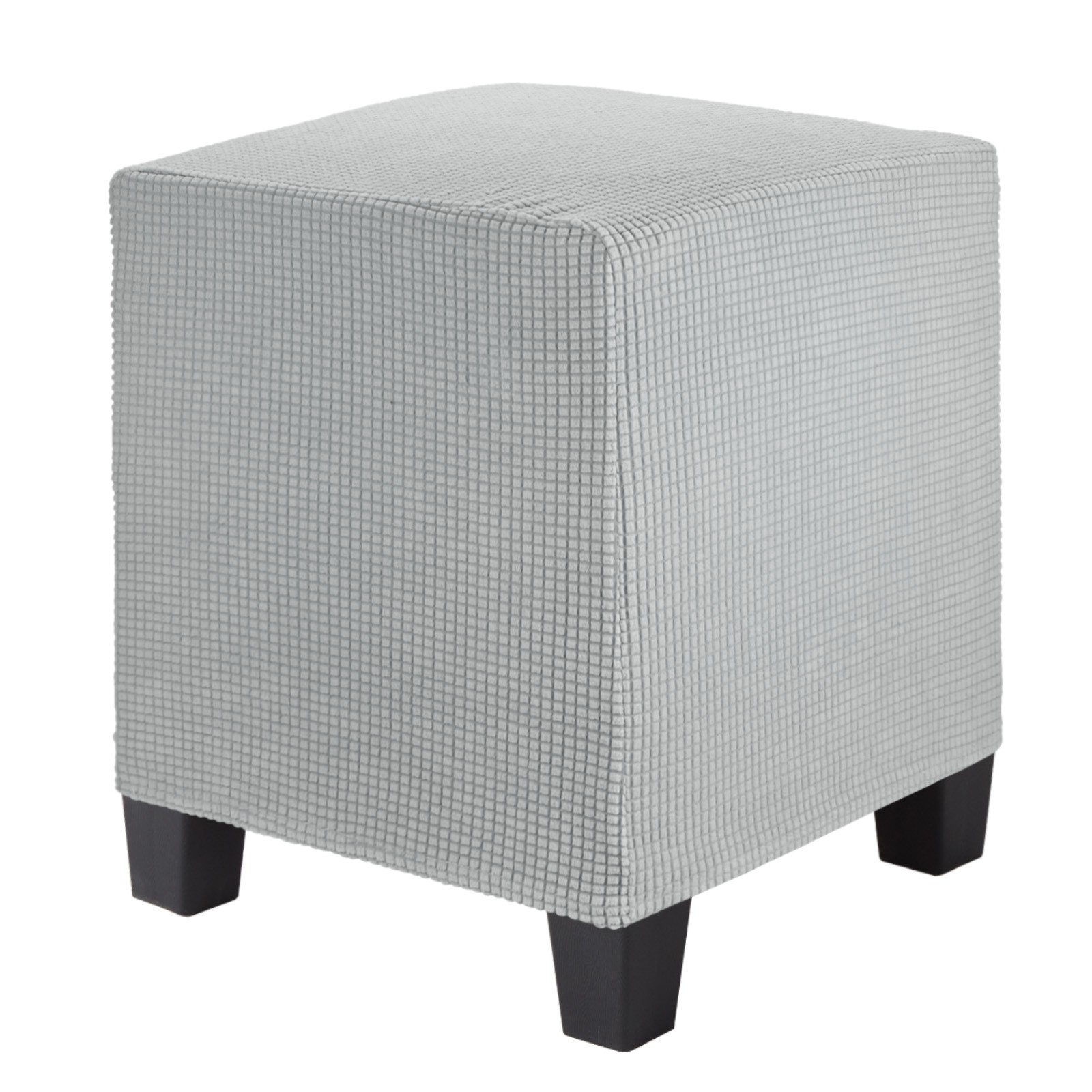 1-Pack 13″x13″x15″ Square Ottoman Slipcovers Footstool Protector Light Gray