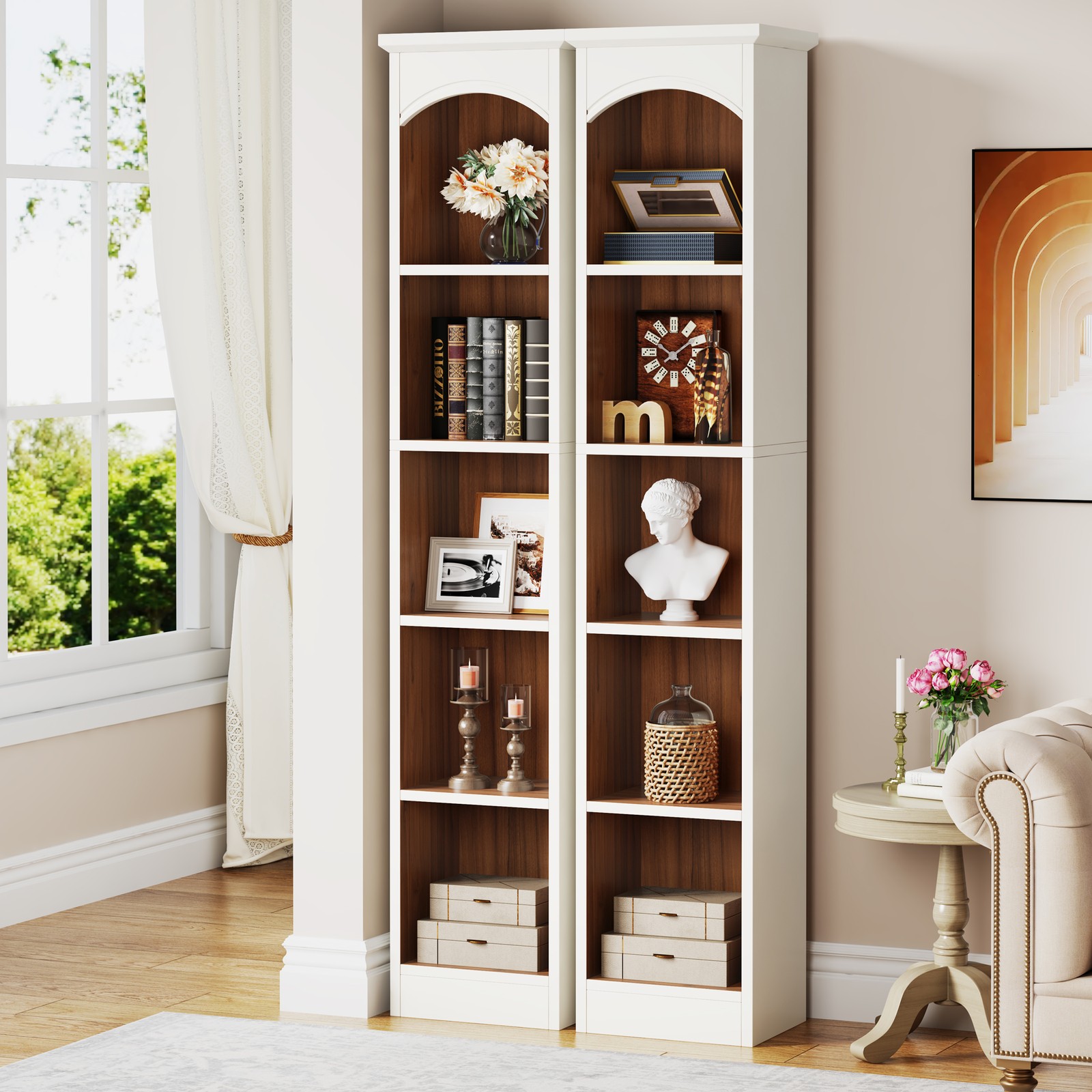 70.9-Inch Tall Narrow Bookcase, 5-Tier Cube Bookshelf w/ Storage for Living Room