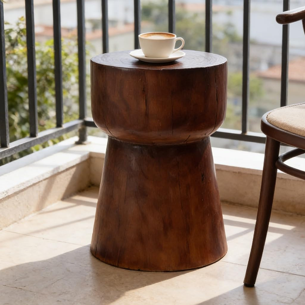 Rustic Solid Wood Hourglass Coffee Table – Versatile Accent Table for Home & Gar
