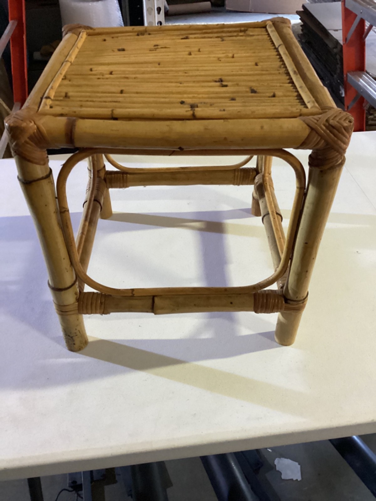 Bamboo Tables/Plant Stand Rattan Wicker 14” Tall by 13.5” Sqaure