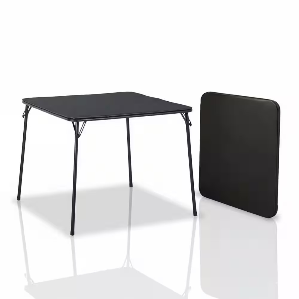 Feady 34.6 In. Black Foldable Plastic Top Card Table, Collapsible Portable Desig
