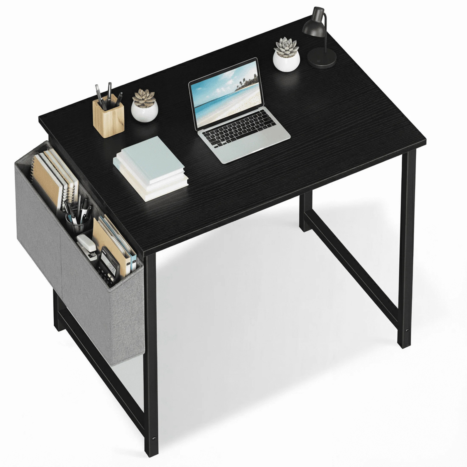 31 Inch Computer Writing Desk with Storage Bag, Steel Frame for Home Office