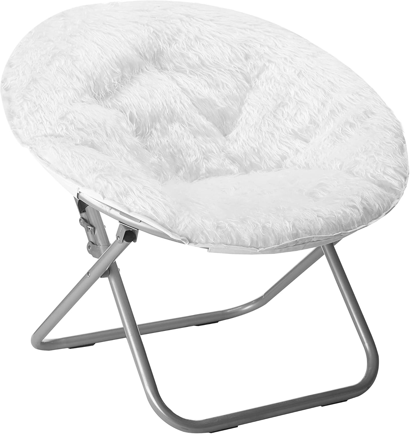 Cozy Off-White Mongolian Faux Fur Saucer Chair for Stylish Comfort
