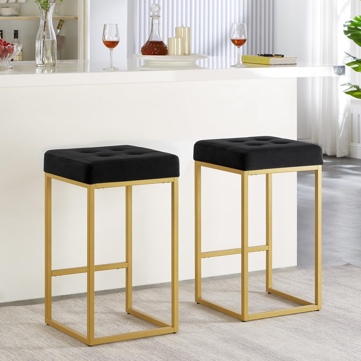 24KF Contemporary Bar Chair,5066-Black……..