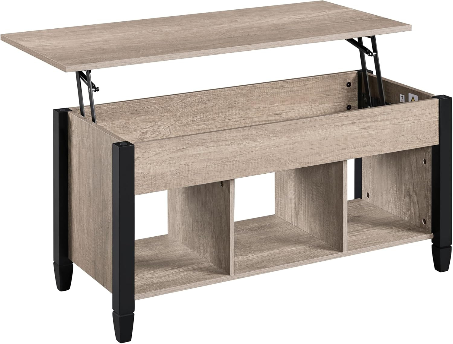 Gray Coffee Table, Lift Top Coffee Table with Hidden Compartment & Shelf, Lift u