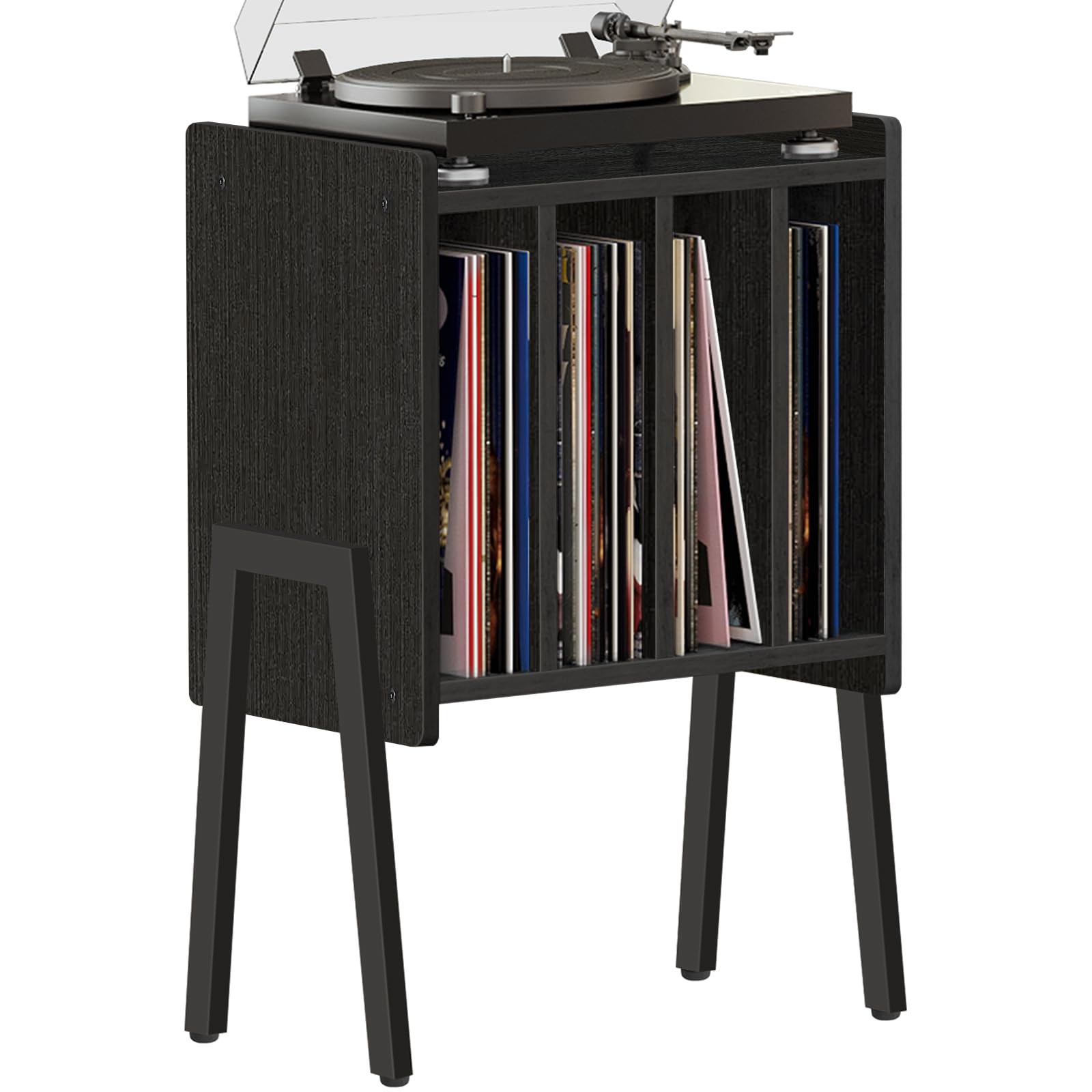 TUTOTAK Record Player Stand, Storage Table, End Table Small, Black