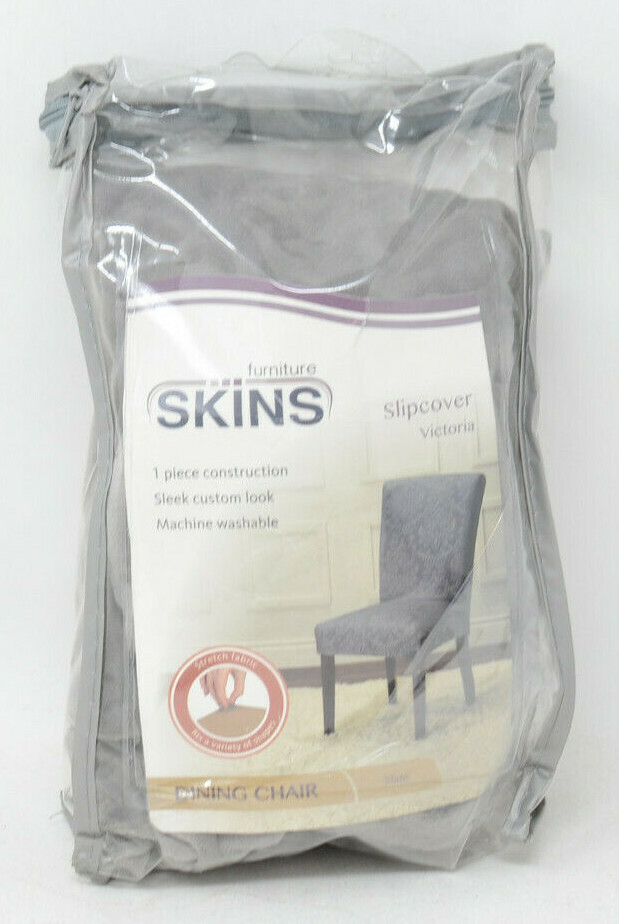 FurnitureSkins Victoria Slate Dining Chair Slipcover Gray