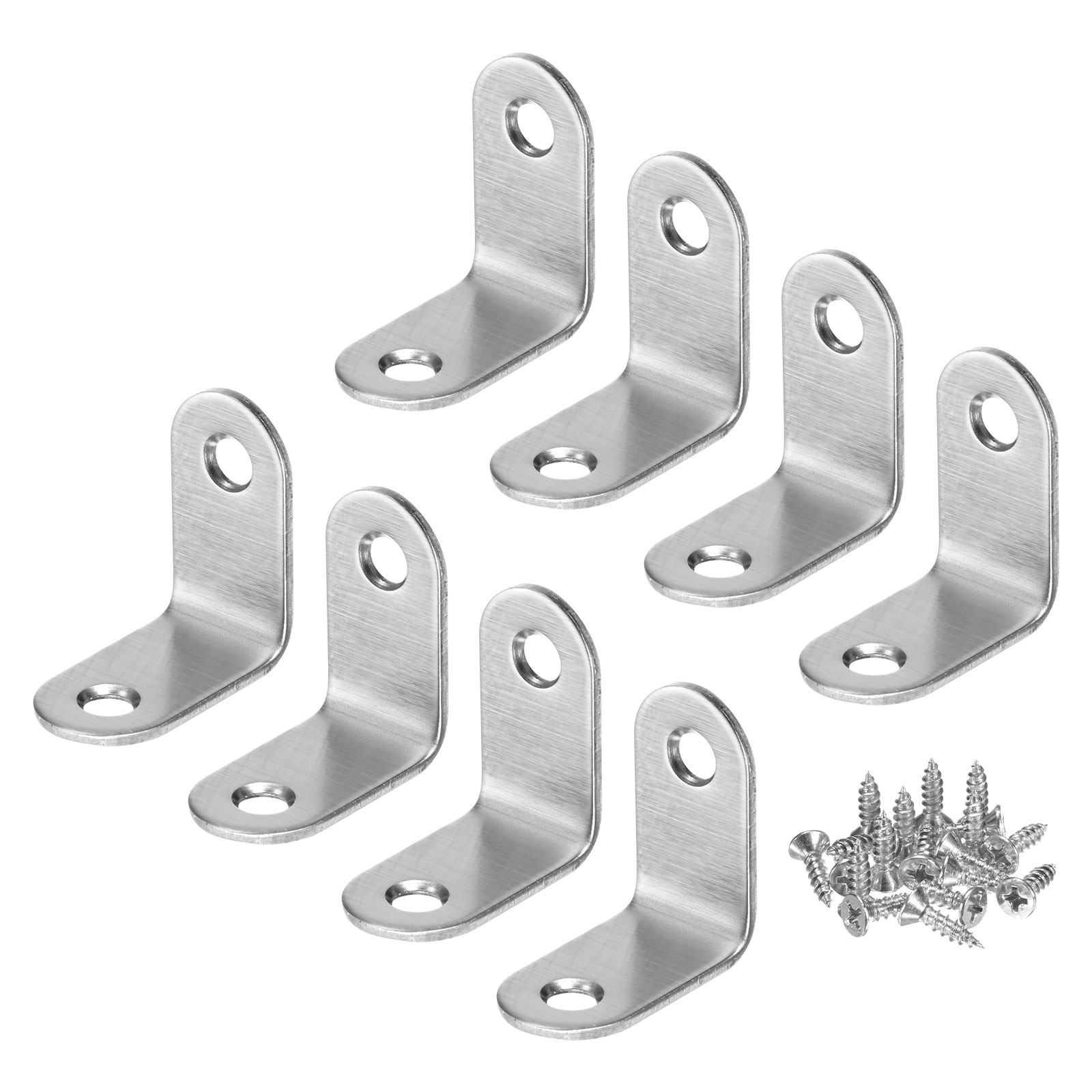 8-Pack L Bracket Corner Brace, 1.19×1.19×0.63 Inch Right Angle Bracket[Silver]