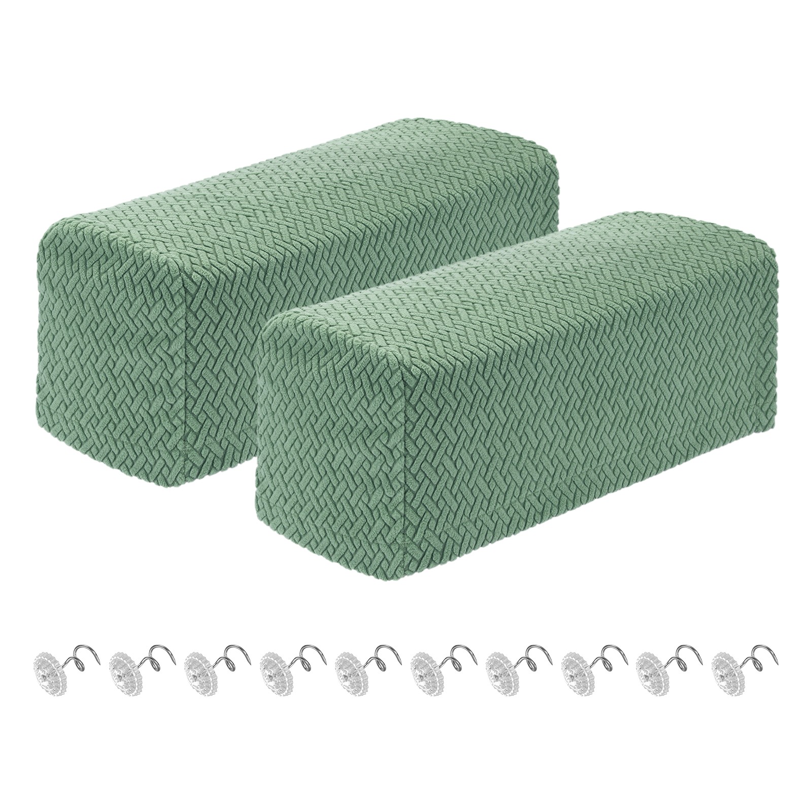 2Pcs Couch Arm Covers, Stretch Sofa Armrest Cover (19.6″- 21.6″, Pine Green)