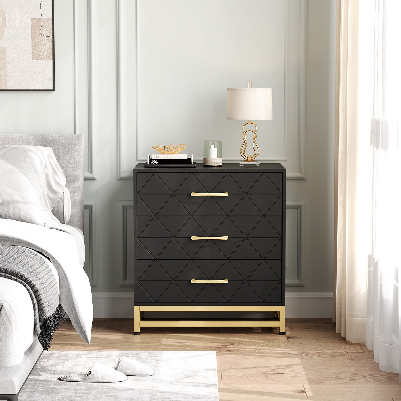 3 Drawer Dresser for Bedroom Modern Wood Dressers Chest Of Drawers With Storage