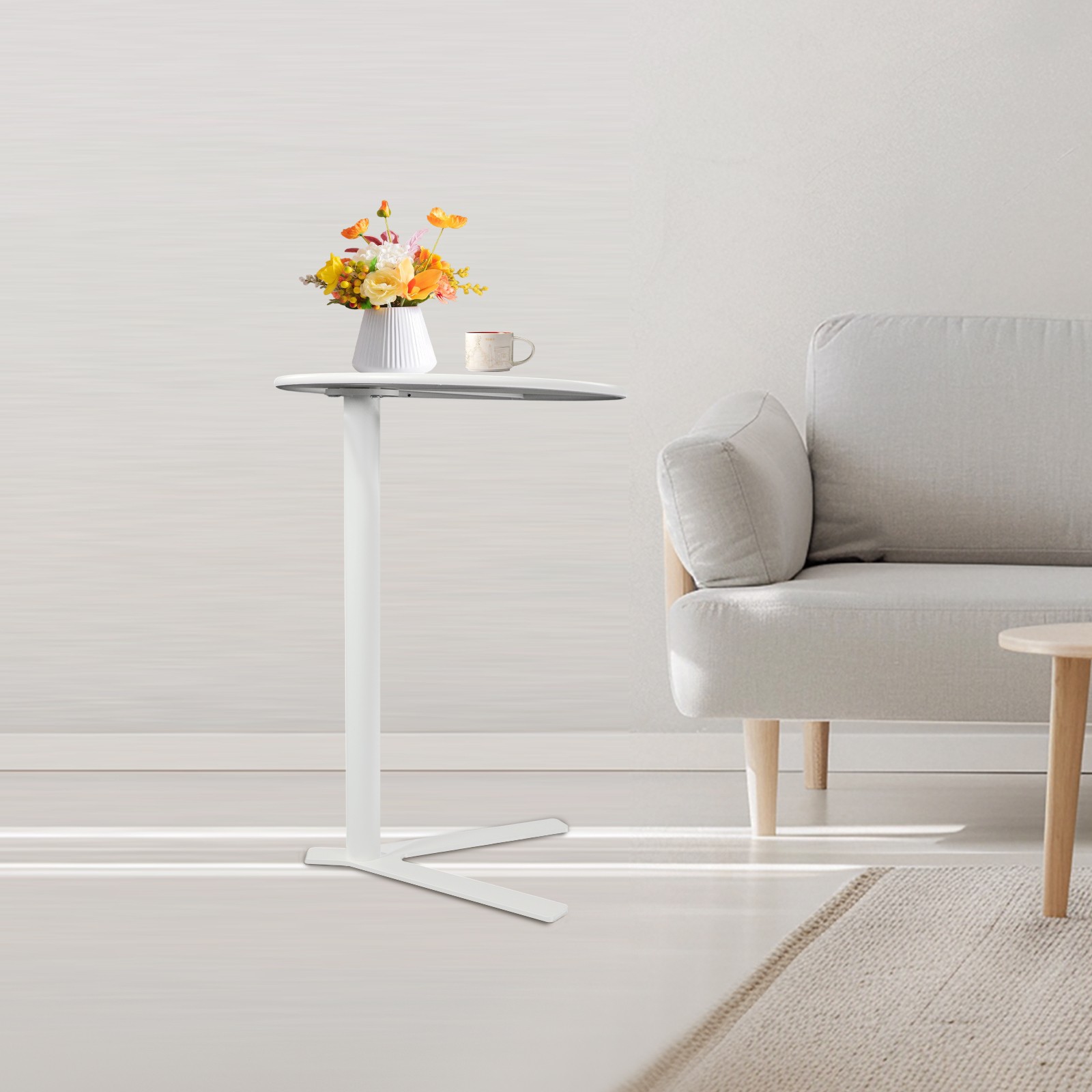 Round Side Table with Y-shaped Base, Side Table 69cm/27in Height