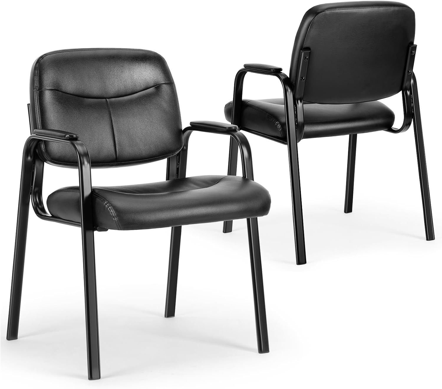 Waiting Room Chairs Guest Chair Faux Leather PU Leather Padded Armrest 500lbs